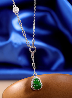 天然翡翠A货葫芦925纯银防过敏