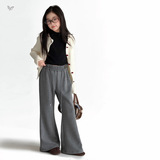 女童2025年冬季新款贴标一体绒加绒休闲喇叭裤女大童户外保暖卫裤，童装裤子，祺儿童装