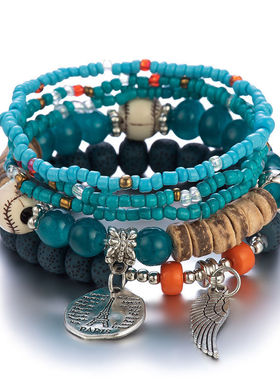 Colorful Bohemian Multi-Layer Stretch Seed Bead Bracelet