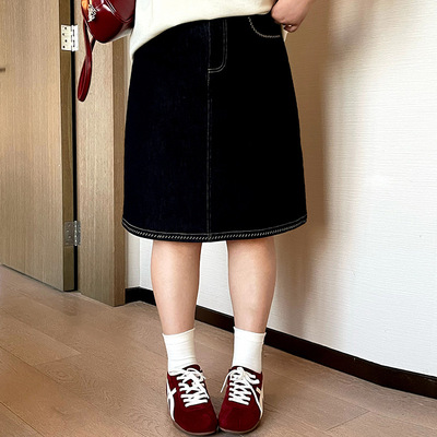 乃粒NQ1388大码女装休闲半身裙遮肚百搭短裙2026春胖mm复古a字裙