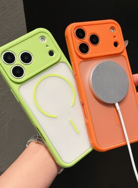simple skin feel magnetic translucent case适用iphone 11 12 13 14 15 16 plus 17 pro max