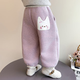 女童加绒裤子秋冬季2025新款女超好看一体绒冬装儿童加厚卫裤，童装裤子，祺妙童装
