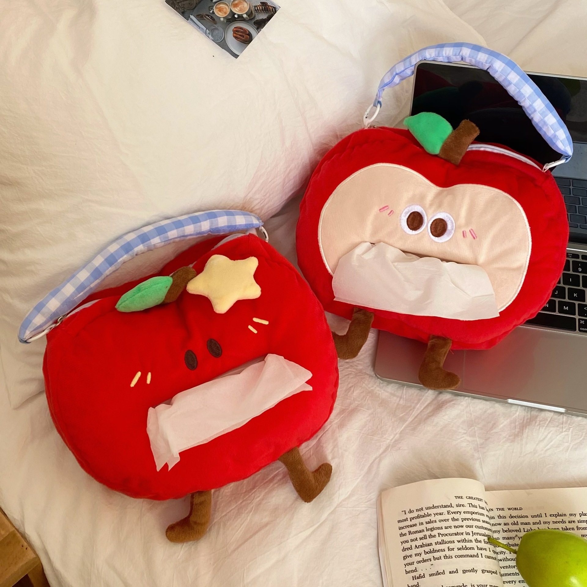 创意可爱苹果纸巾盒客厅车载纸巾抽纸盒学生宿舍悬挂式抽纸收纳袋