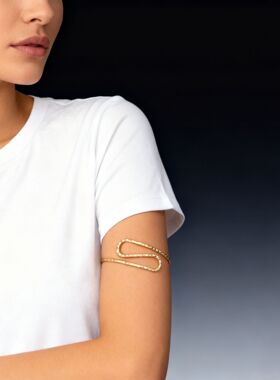 波浪金属质感压纹几何S扭转乾坤环臂敦煌设计手链沙金手链不掉色