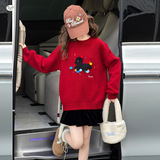 女童毛衣2025年秋冬新款卡通小马毛球针织衫中大童新年打底衫上衣，童装毛衣，祺儿童装