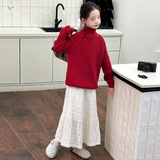 女童2025年春秋新款韩版三粒扣领毛线衣女大童针织衫可内搭外穿，童装毛衣，祺儿童装