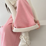 女童2025冬季新款撒银满天星糯米裤女大童加绒保暖直筒阔腿休闲裤，童装裤子，祺儿童装