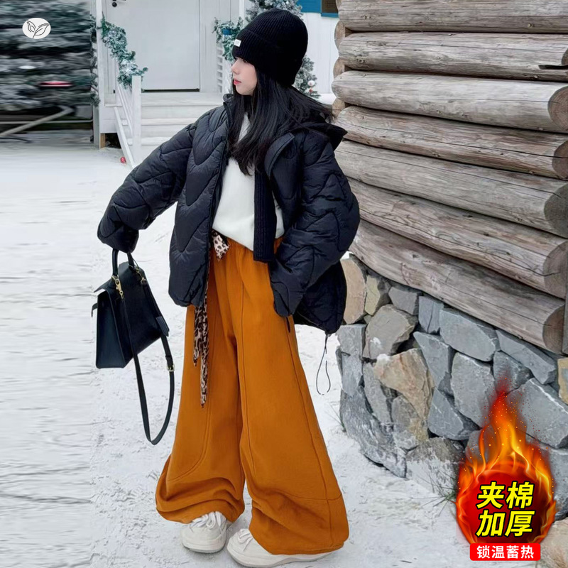 女童2025年冬季新款韩版航线棉服女大童户外加绒保暖简约大气外套，童装棉衣，祺儿童装