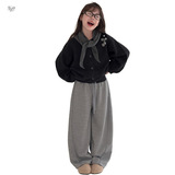 女童2025年冬季新款腰口撞色休闲裤女大童户外加绒保暖拼接弯刀裤，童装裤子，祺儿童装