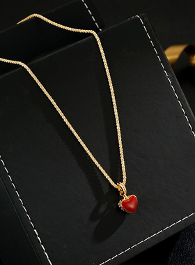 新款爱心项链铜锁骨链女铜