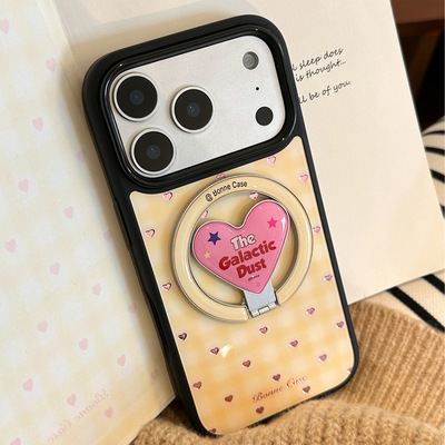 AceCase鎏金格纹爱心iphone16苹果17promax适用15手机壳14简约ins风13硬套12少女