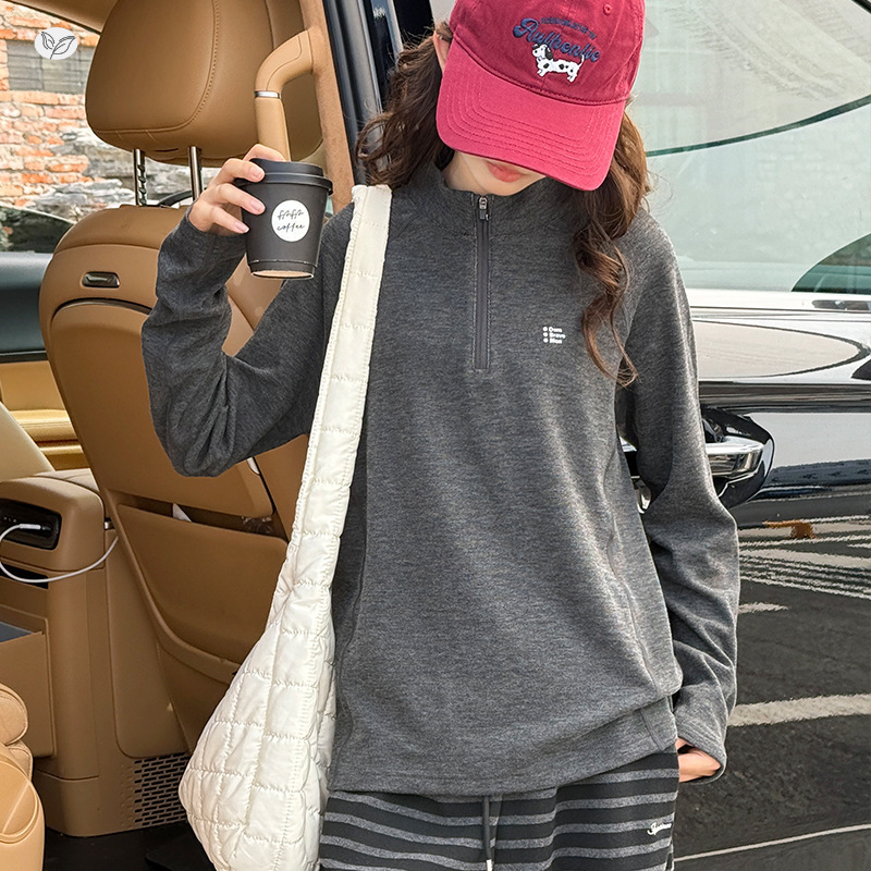 女童2025年冬季新款时尚半拉链字母打底衫女大童保暖个性内搭神器，童装外套，祺儿童装