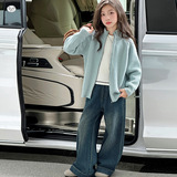 女童毛衣外套2025年秋季新款中大童针织拉链开衫春秋长袖上衣百搭，童装毛衣，祺儿童装