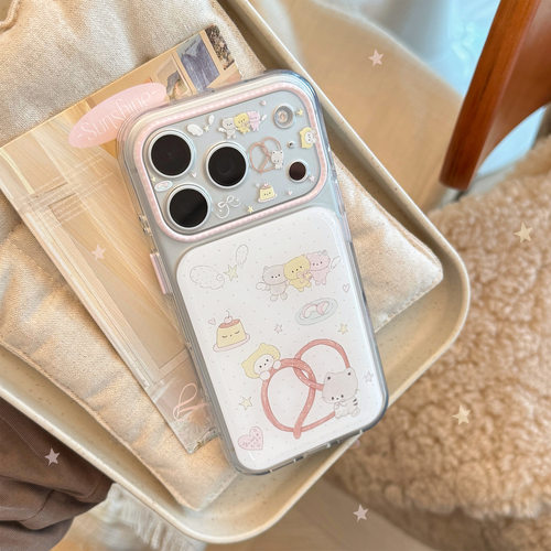 Drip Glue Cute Bread Cat Transparent Full Coverage Phone Case 适用 iPhone 17 Pro Max 16 15 14