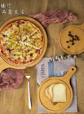 Bamboo pizza tray,bamboo fried chicken steak plate楠竹披萨盘