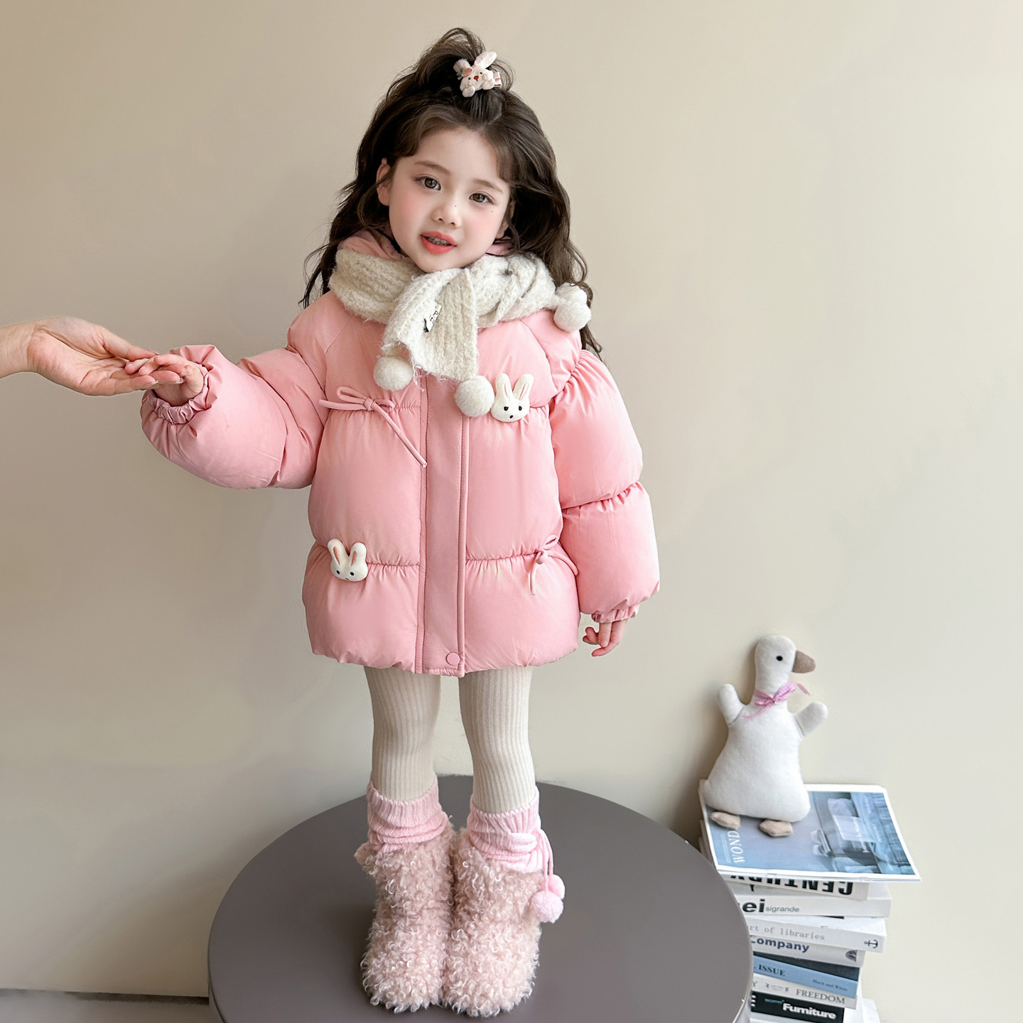 女童卡通棉服冬装2025新款儿童洋气加厚棉衣女孩加绒棉袄外套P110，童装棉衣，祺妙童装