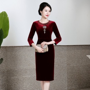 2026春新款中老年女装连衣裙宴会礼服婚庆改良喜婆婆贵妈妈装旗袍