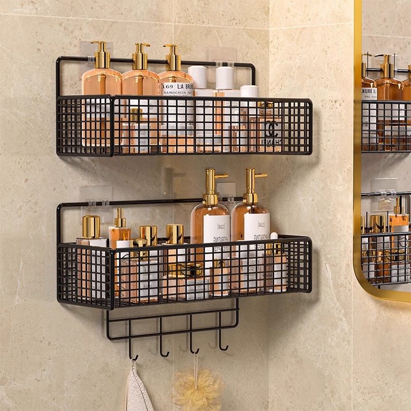 多用途储存置物架免打孔厕所洗手间架子壁挂式收纳架