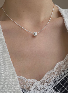 月光女神 s925纯银波光粼粼系列意大利拉丝炫光珠项链银白色锁骨