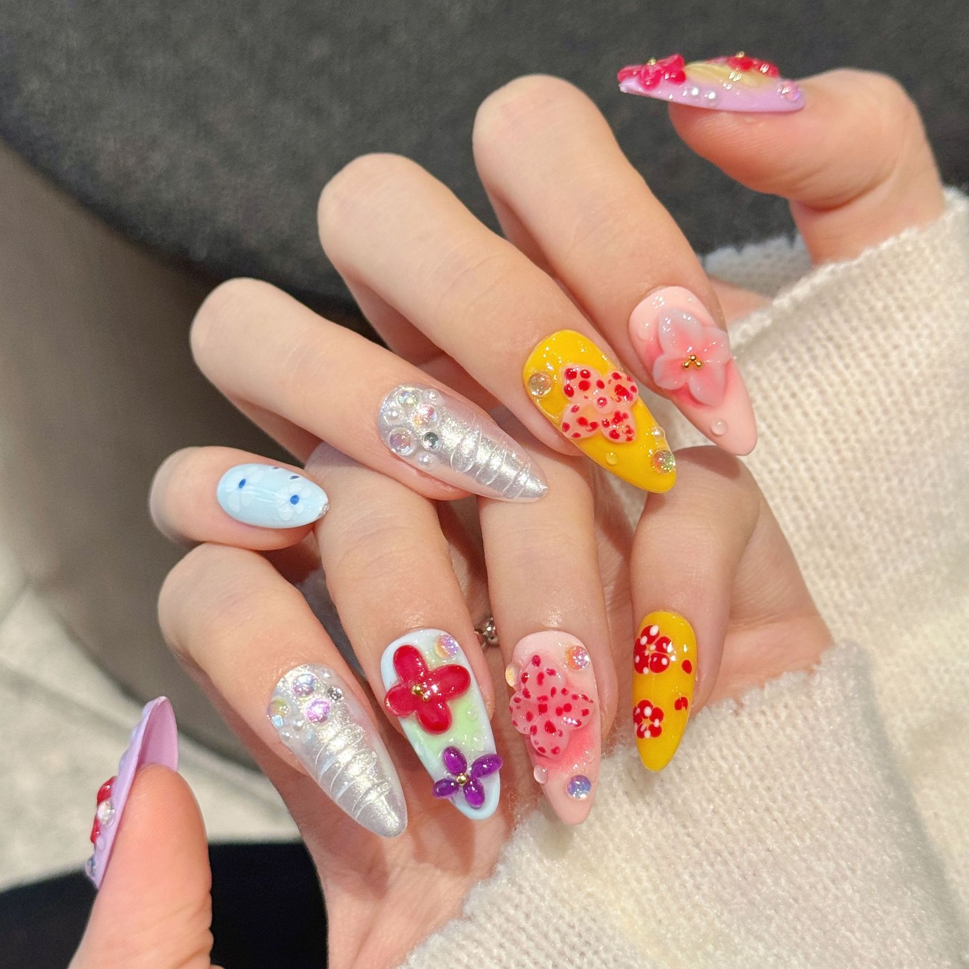 【海岛花卉】欧美外贸跨境3D立体手工雕花春夏美甲贴片
