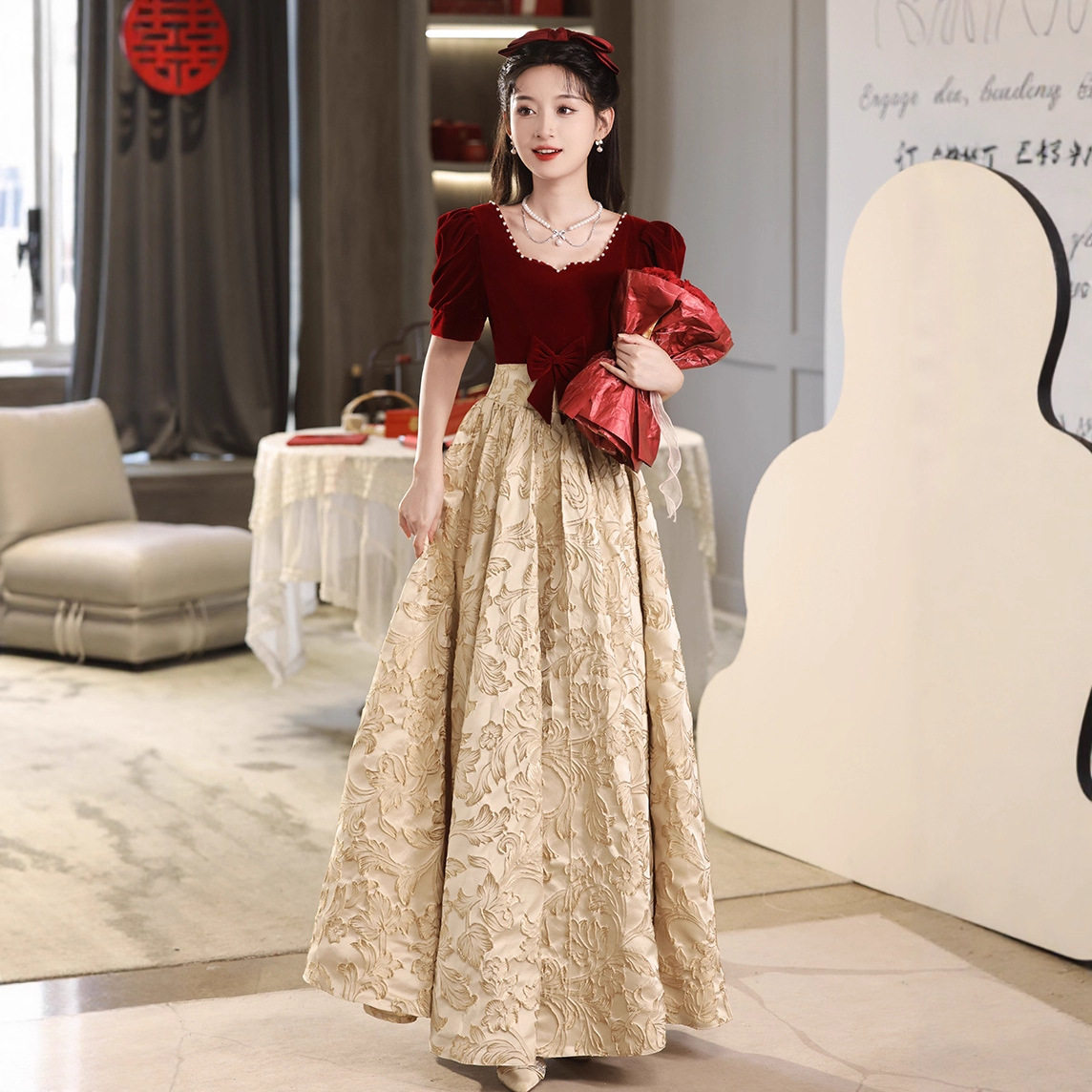 敬酒服新娘2025新款订婚礼服连衣裙公主风结婚当天便装宴会礼服女