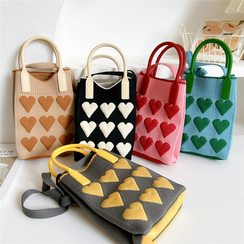 Мультяшная маленькая летняя сумка через плечо, трикотажная небольшая сумка, кошелек, с медвежатами