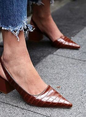 Genuien Leather Vintage Pointed Toe Women Shoes Pumps Spring