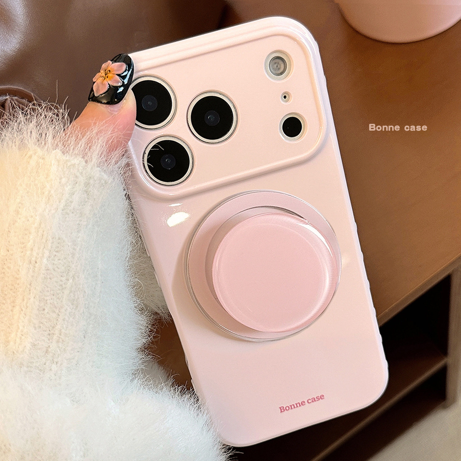 粉色磁吸支架iphone17promax手机壳苹果15适用13纯色简约11苹果16