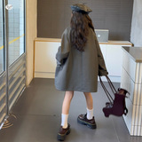 女童2025秋季新款韩系中长款风衣中大童春秋挡风翻领外套外出衣服，童装风衣，祺儿童装
