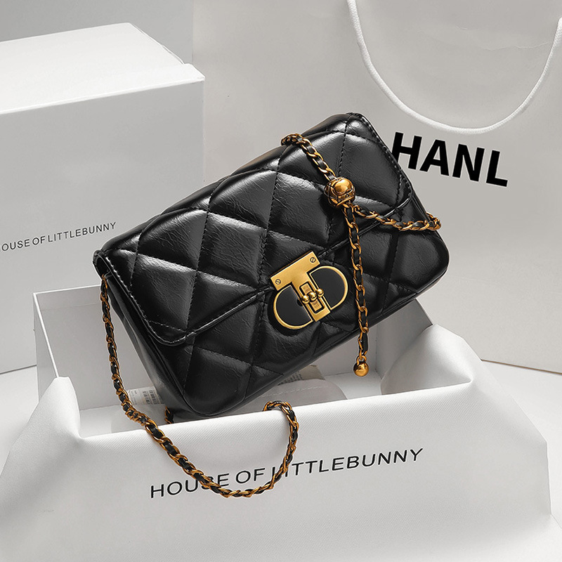 品牌菱格油蜡皮小众设计百搭品质小金球斜挎链条包网红女包