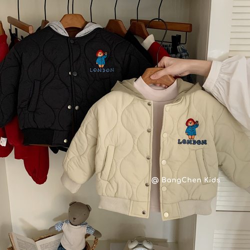 儿童棉服邦诚2025冬季帕丁顿熊新品连帽绗棉外套女童棉衣BC0064