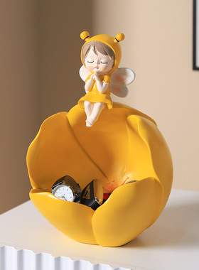 花仙子入门玄关钥匙收纳摆件树脂工艺品客厅家居装饰轻奢创意