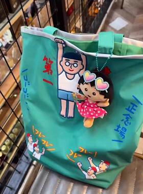 限定周边可爱单肩包包健康第一绿色帆布包大容量通勤上学百搭时尚