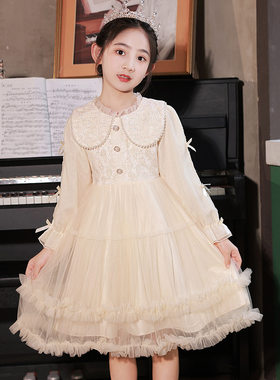 女童裙子秋季长袖2025新款洋气连衣裙小女孩童装儿童加绒公主裙秋