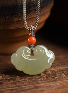 天然和田玉平安锁吊坠绳青海料礼物生日胖锁女挂件锁骨项链送礼