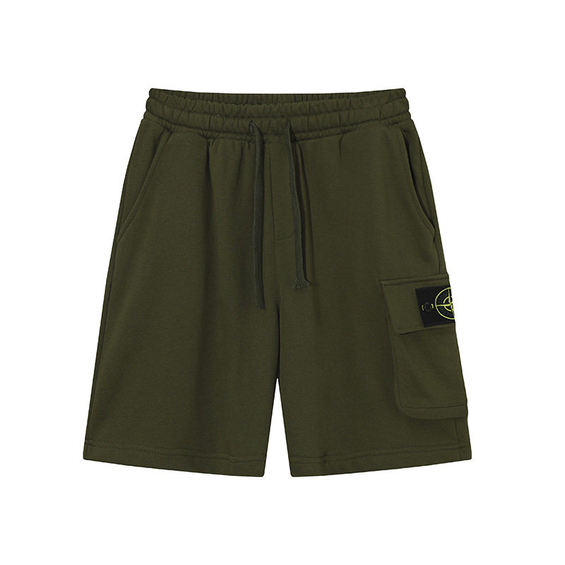 Cross-Border Stone-Patterned Micro-Label Compass Logo Casual Pocket Shorts Functional Sports Drawstring Casual Solid Col foto 3