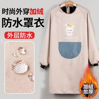 北方厨师做菜炖菜宽松围兜兜围裙反穿防水防油冬季加绒加厚罩衣zy