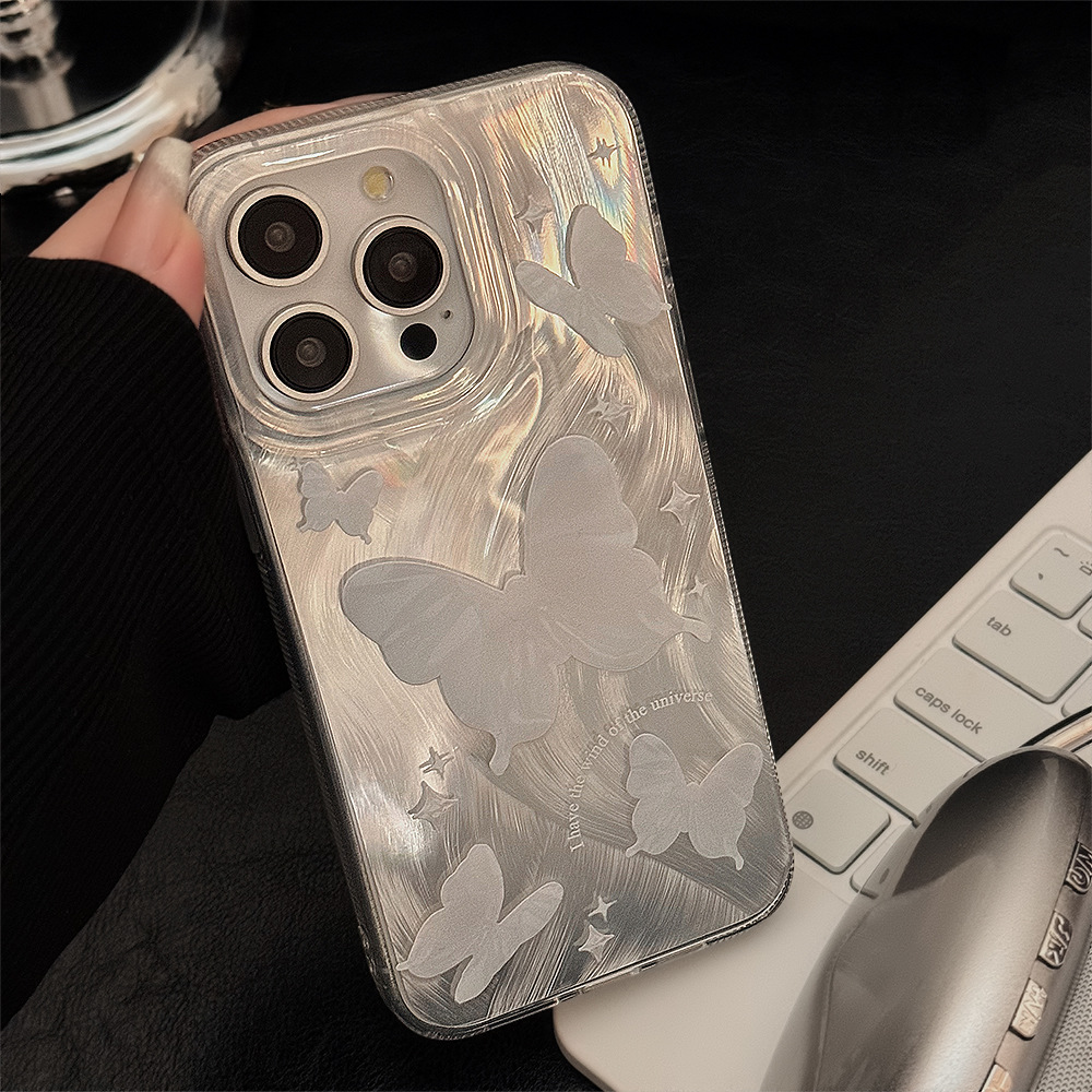 银色羽纱苹果手机壳轻奢16