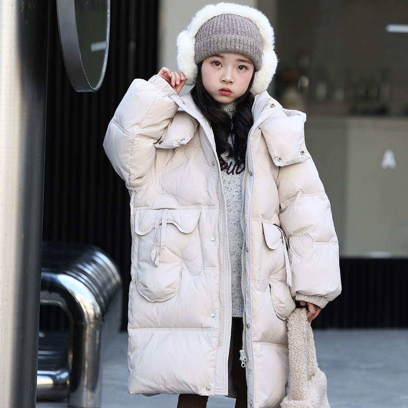 儿童羽绒服女童中长款2025新款韩版中大童白鸭绒加厚保暖外套冬季