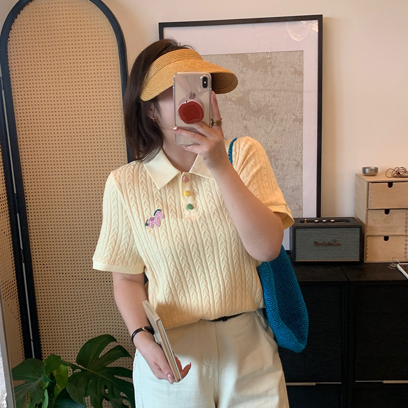 2026新款大码女装200斤胖mm气质休闲卡通翻领彩扣春季韩系上衣潮