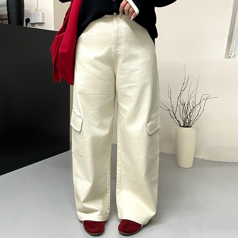 乃粒大码胖mm工装阔腿拖地裤女2026秋宽松遮肉休闲直筒长裤NK1360