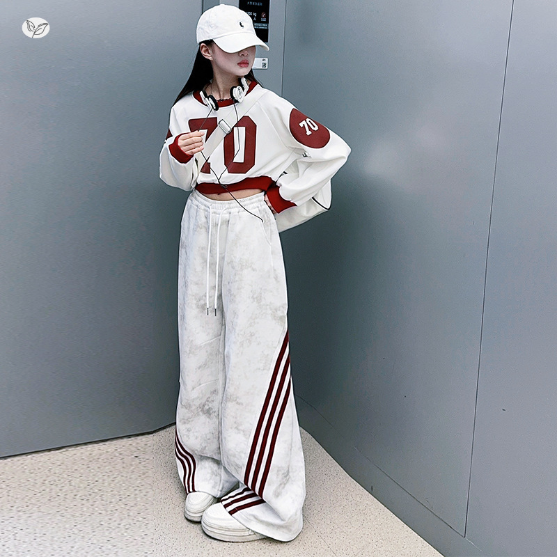 女童秋装套装2025新款洋气卫衣阔腿裤时尚中大童休闲运动服春秋款，童装休闲套装，祺儿童装