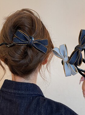 韩系蝴蝶结扭扭夹气质后脑勺盘发一字夹女2026新款级感发夹发饰