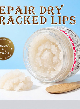 亚马逊外贸Coconut Lips Scrub滋润保湿椰子唇部磨砂膏40g厂家