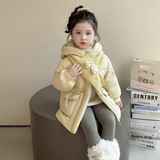 女童羽绒服中长款冬季2025新款儿童装洋气白鸭绒加厚外套保暖冬装，童装羽绒服，祺妙童装