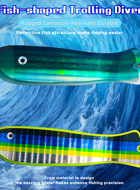32cm鱼型潜水板闪光器Salmon Fish Shape Paddle Trolling Diver