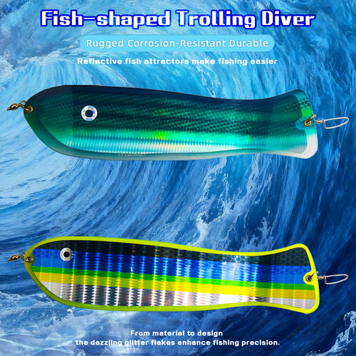 32cm鱼型潜水板闪光器Salmon Fish Shape Paddle Trolling Diver
