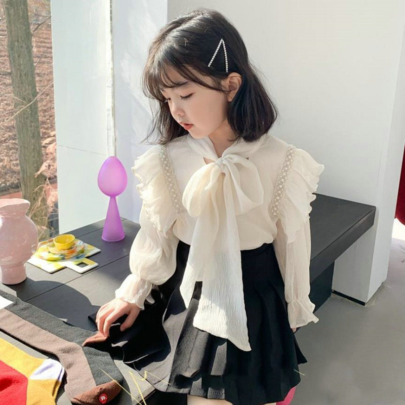 女童套装钉珠系带小香风上衣加压套装