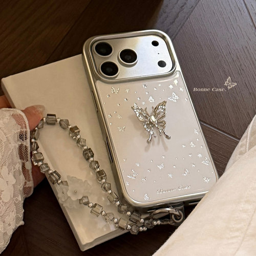 AceCase鎏金银蝴蝶iphone17苹果16promax适用15手机壳轻奢风14防摔13挂链12简约11
