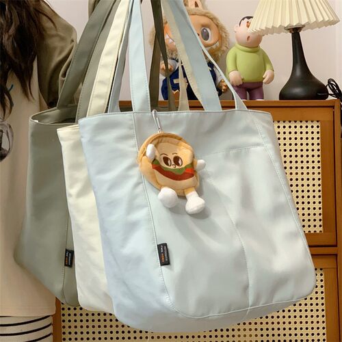 简逸日系简约休闲托特包帆布包女大容量轻便单肩通勤学生手提上课